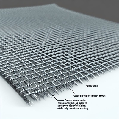 Malla anti-álcalis de fibra de vidrio para insectos 12mm×12mm Tejido liso